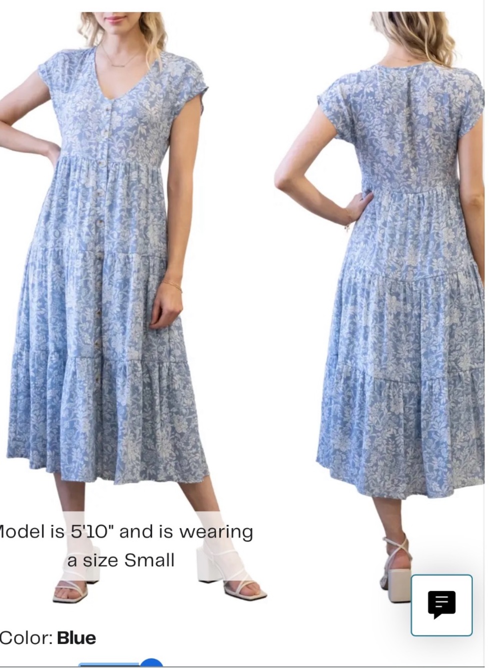 Blu Pepper Blue Floral Tiered Button Up Midi Dress